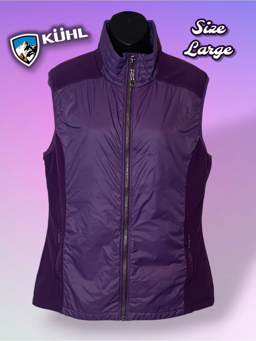 KUHL Purple Firefly Insulated Quilted Puffer Vest Women’s Size Large Full Zip